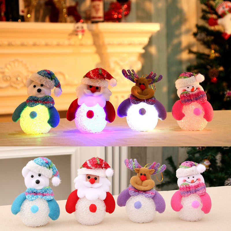Light Up Christmas Tree Ornaments with Reindeer and Santa Figures