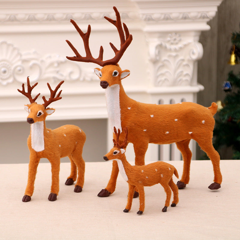Plush Reindeer Figurines Set of 3 for Holiday Decor