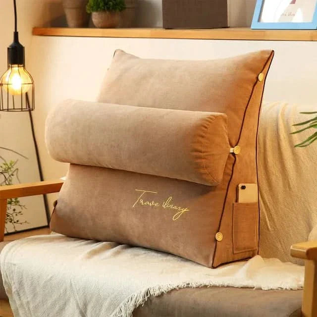 Wedge Back Support Pillow with Neck Roll | Angled Design for Comfort | Supports Reading, Resting, and Relaxing