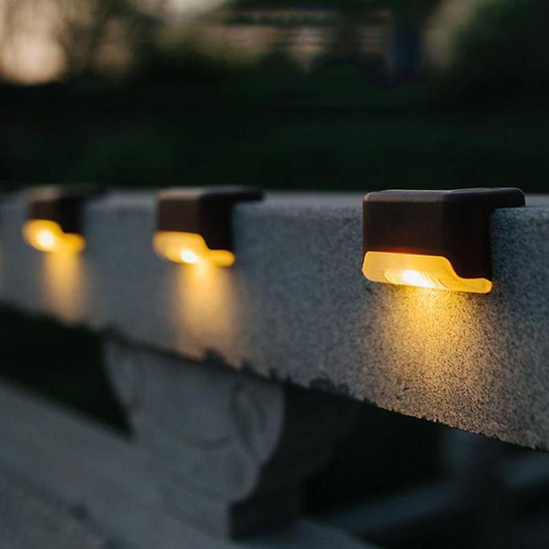 Solar Path Lights for Outdoor Steps and Fences, Set of 4 | No Switch, Charges in Daylight | Yellow, White or Multicolour