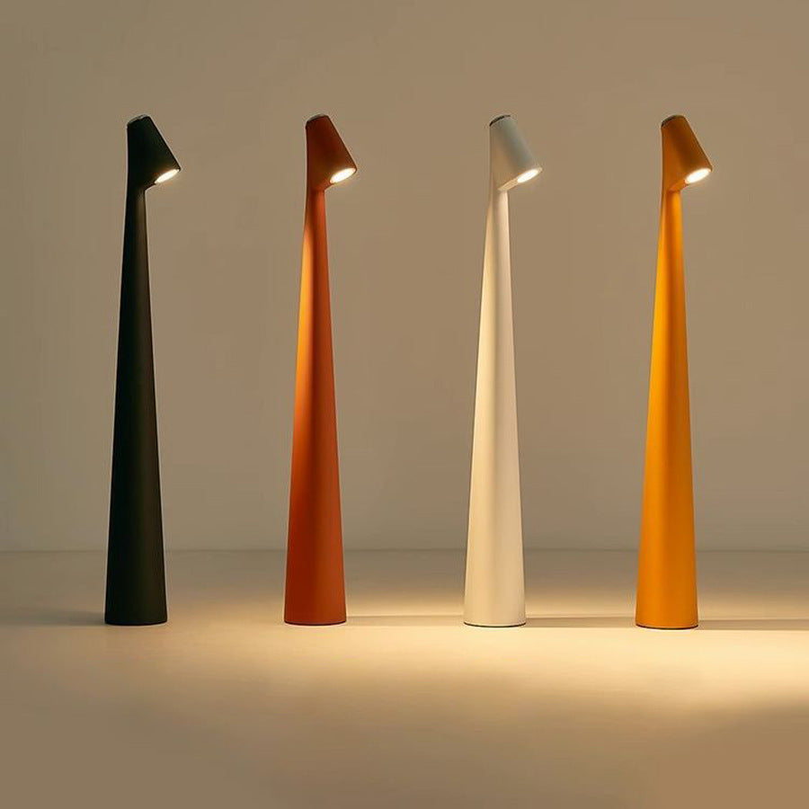 Cordless Table Lamp in Metal and Glass | Minimal Nordic LED Light for Bedroom Desk or Living Room | 2 Heights in 5 Colors