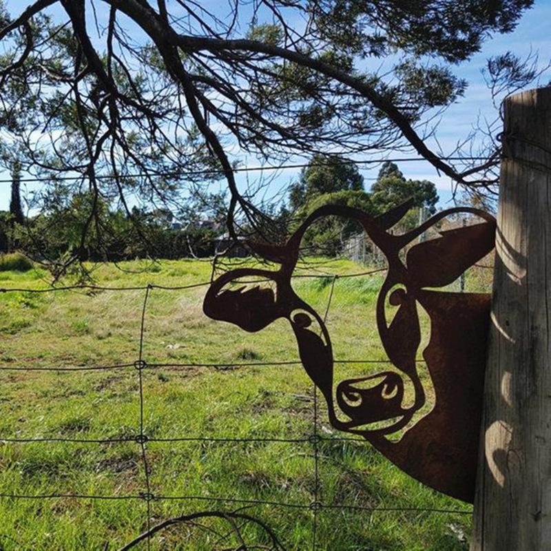 Garden Metal Art Farm Animal Silhouette on a Ground Stake | Coated Finish That Handles Sun and Rain | 24 Motifs to Choose