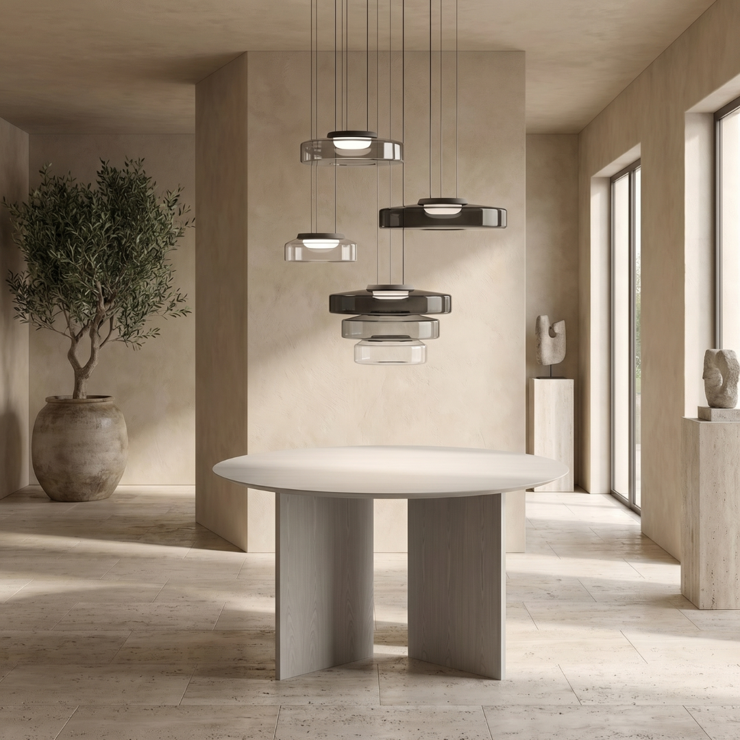 Bauhaus Glass Pendant Light | Smooth Geometric Shade | Ceiling-Suspended Lighting for Kitchens and Living Areas