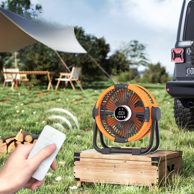 Rechargeable Camping Fan with LED Light | Built-In Power Bank Function | Hangs in Tents for Camping and Power Outages