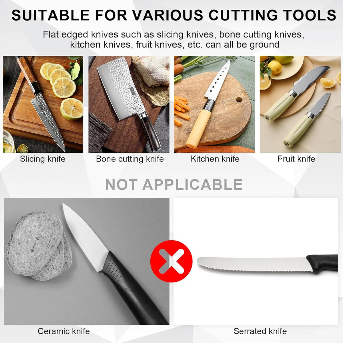 Cordless Electric Knife Sharpener with Three Speeds | Guided Coarse and Fine Slots for Steel Blades | Up to 60 Minutes