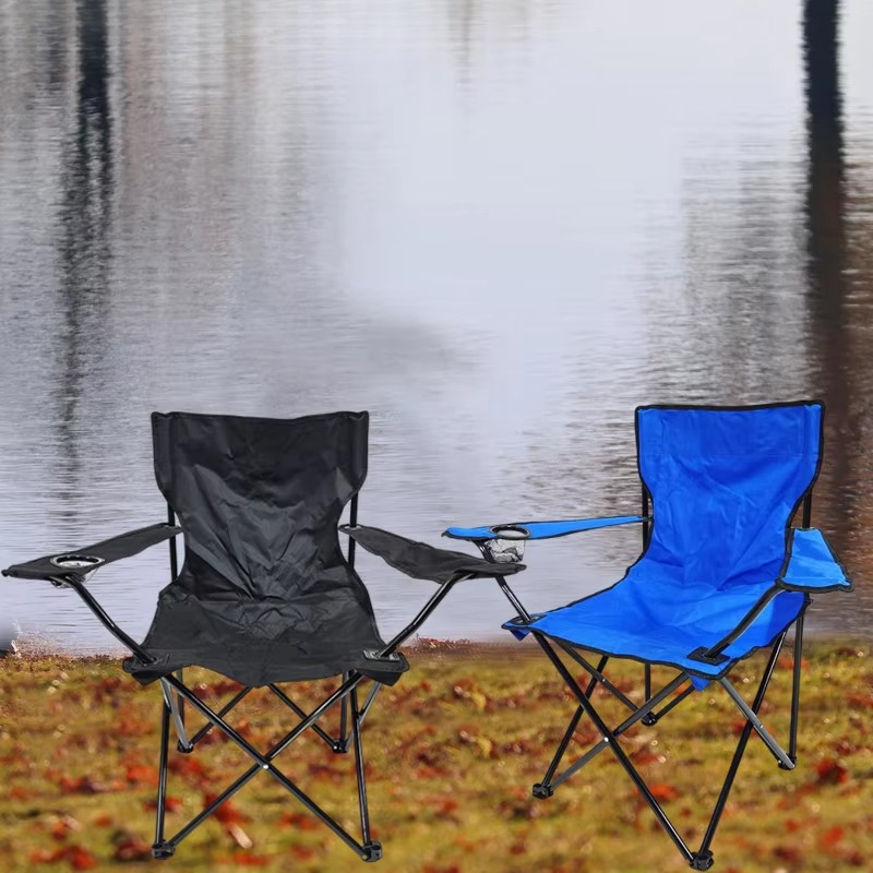 Folding Camping Chair with Armrests and Cup Holder | Supportive Backrest | Comfortable Seating for Camping and Beach Trips