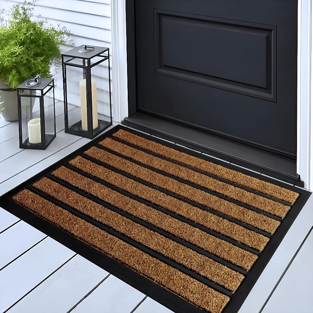 Striped Door Mat with Non-Slip Backing | Stable for High-Traffic Entryways | Durable for Daily Use