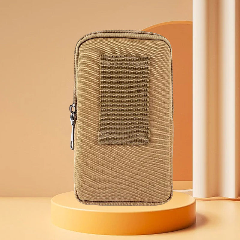 Canvas Phone Pouch for Men with a Belt Loop | Two Compartment Waist Bag for Keys Cards and Cash up to 6.1 Inch