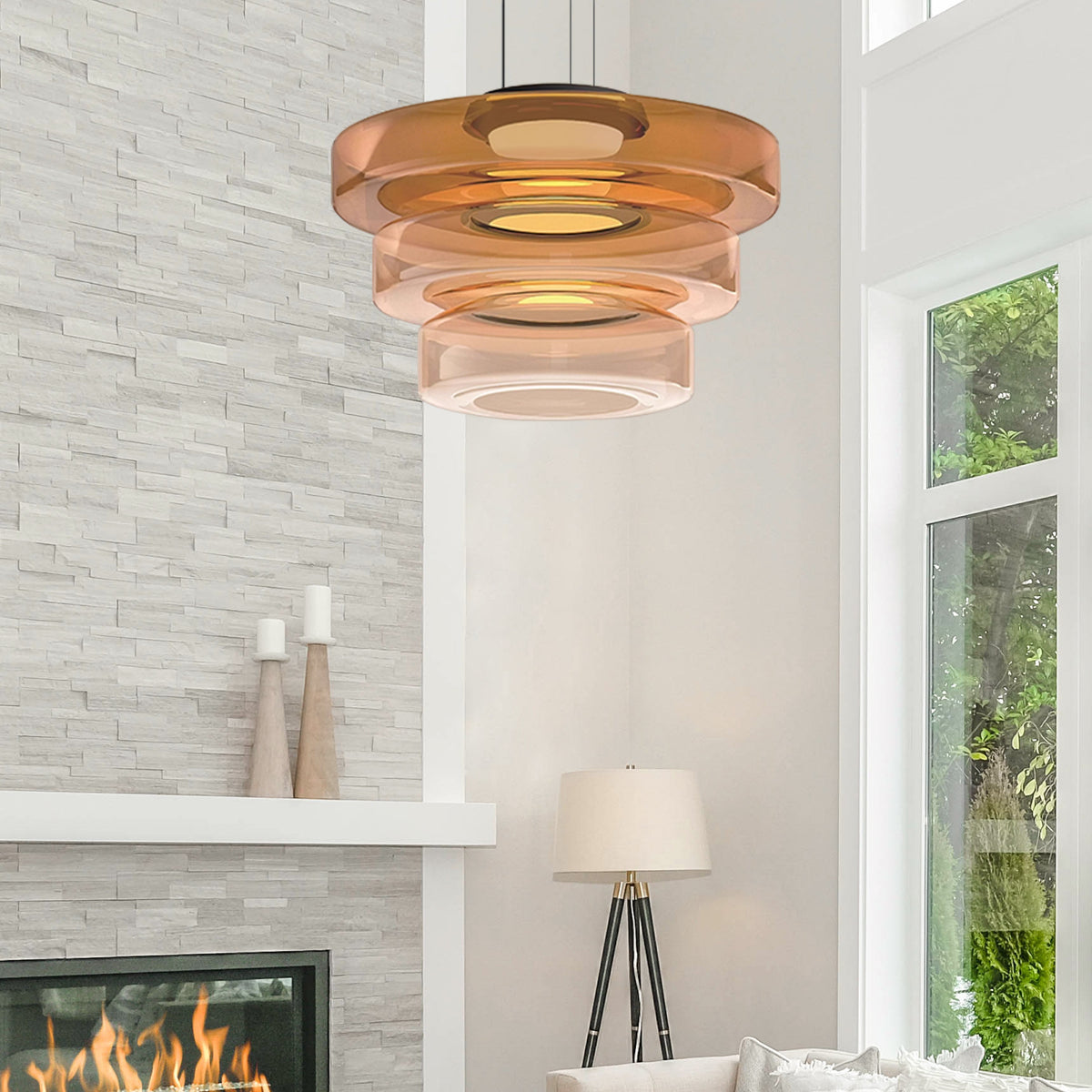 Bauhaus Glass Pendant Light | Smooth Geometric Shade | Ceiling-Suspended Lighting for Kitchens and Living Areas