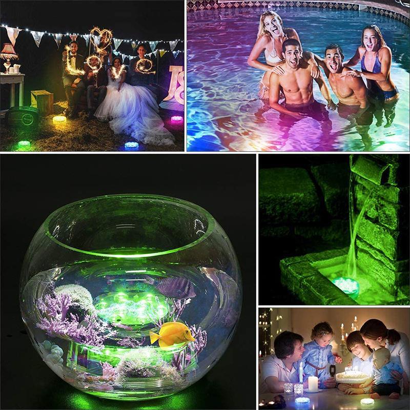 Submersible Waterproof LED Lights with a Remote | 13 Beads, 16 Colors, Magnet and Suction Cup | IP68, Runs on AAA Batteries