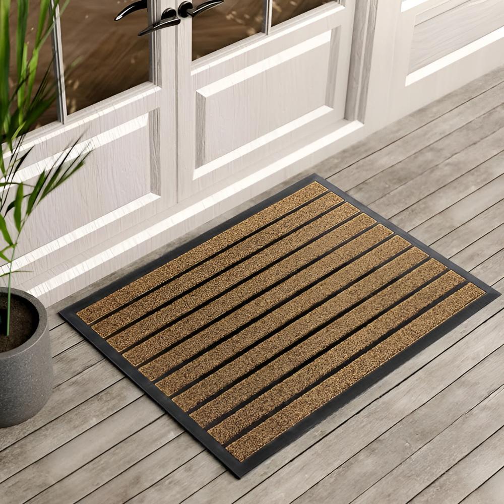 Striped Door Mat with Non-Slip Backing | Stable for High-Traffic Entryways | Durable for Daily Use