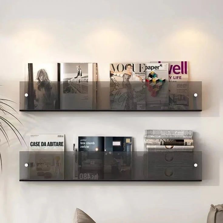 Acrylic Magazine Rack in Three Lengths | Wall Shelves for Living Room, Office or Waiting Area | Ten Transparent Shades