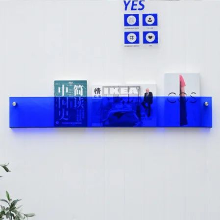 Acrylic Magazine Rack in Three Lengths | Wall Shelves for Living Room, Office or Waiting Area | Ten Transparent Shades