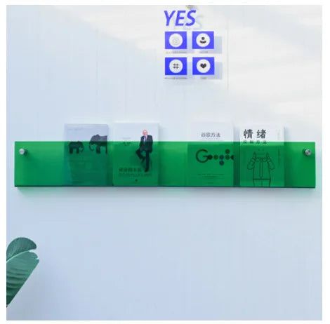 Acrylic Magazine Rack in Three Lengths | Wall Shelves for Living Room, Office or Waiting Area | Ten Transparent Shades