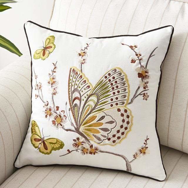 Embroidered Country-Style Cushion Cover, 17.7 x 17.7 Inches | Decorative Detail | Adds Charm to Any Living Space
