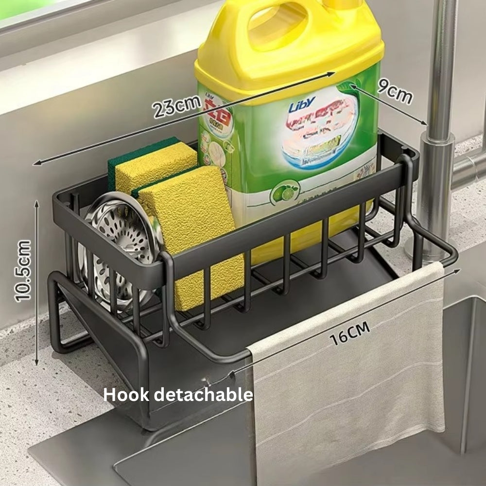 All-in-One Self-Draining Sink Rack | Organizes Sponge, Soap, and Cloth | Reduces Countertop Mess in Any Kitchen