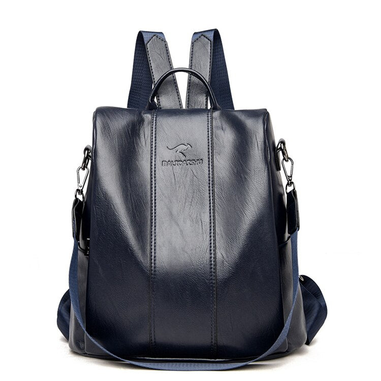 Anti Theft Travel Backpack for Women | Vintage PU Leather Convertible Shoulder Bag | Hidden Zip Pockets