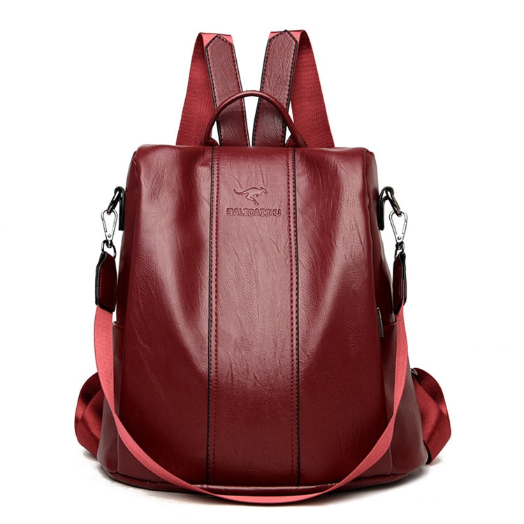 Anti Theft Travel Backpack for Women | Vintage PU Leather Convertible Shoulder Bag | Hidden Zip Pockets