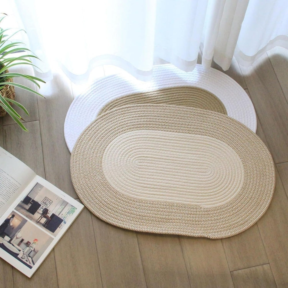 Braided Hemp Oval Rug | Textured Woven Construction | Versatile Floor Coverage for Any Indoor Space