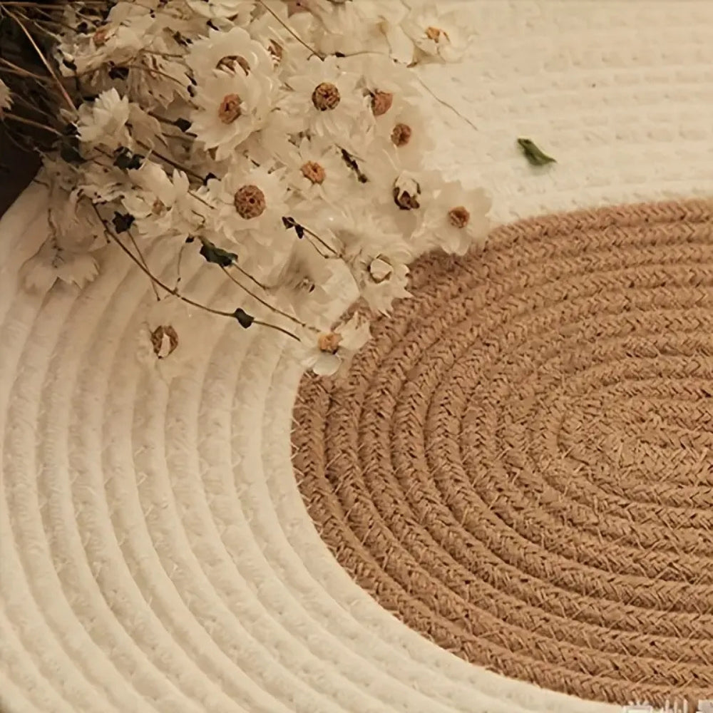 Braided Hemp Oval Rug | Textured Woven Construction | Versatile Floor Coverage for Any Indoor Space