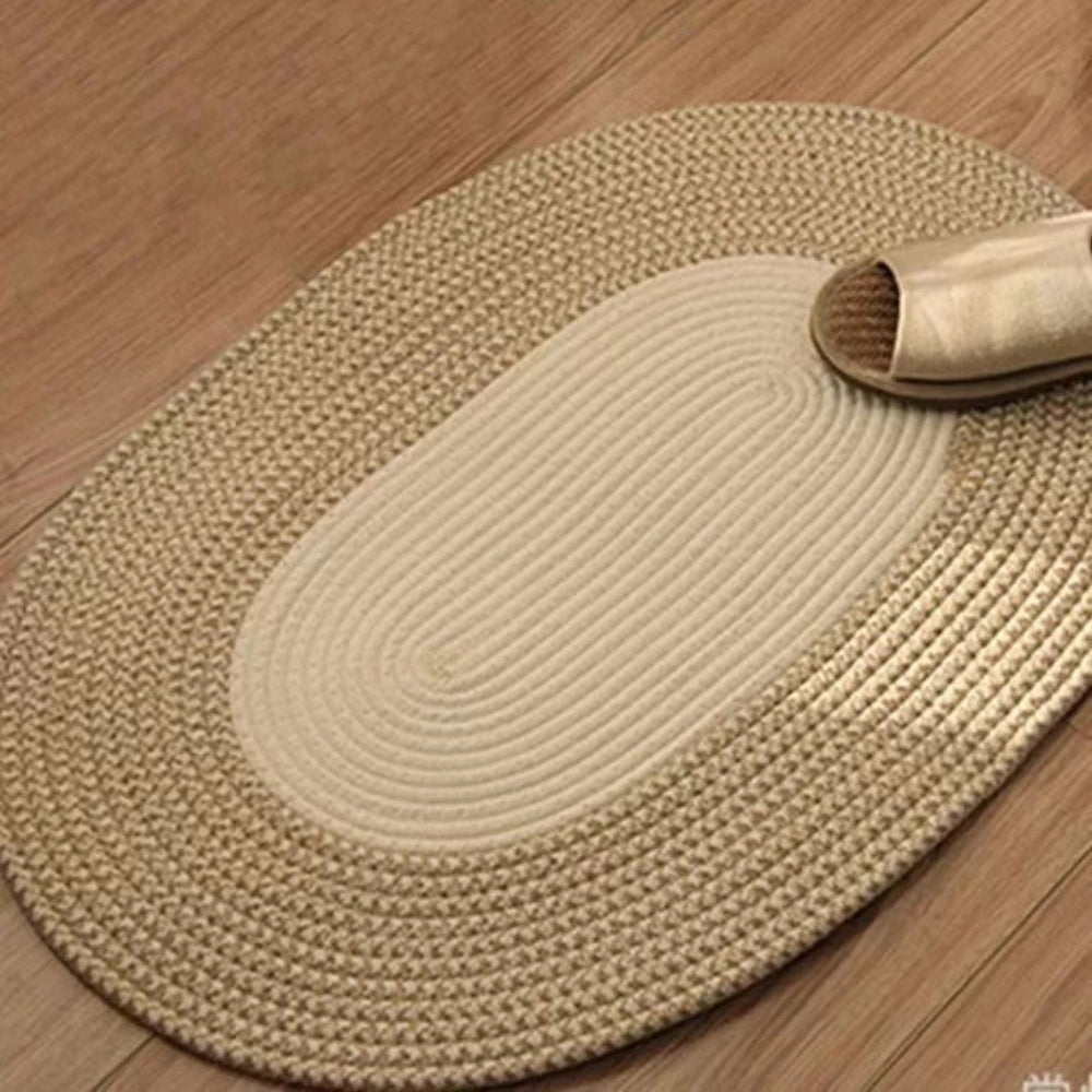 Braided Hemp Oval Rug | Textured Woven Construction | Versatile Floor Coverage for Any Indoor Space