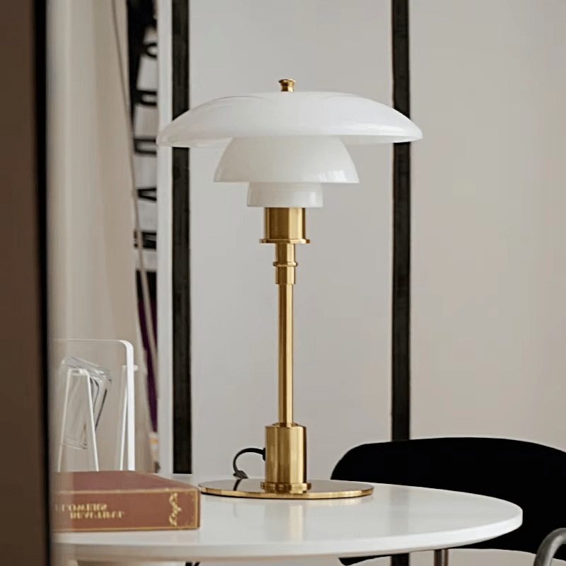 NORDILUX - Minimalist Dimmable Table Lamp with Warm LED Light - White gold