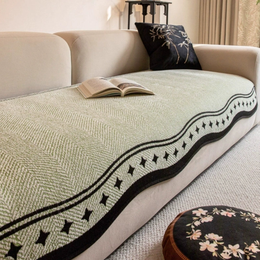 Wave Pattern Sofa Cover with Anti-Slip Backing | Stays Securely in Place | Decorative Protection for Any Sofa