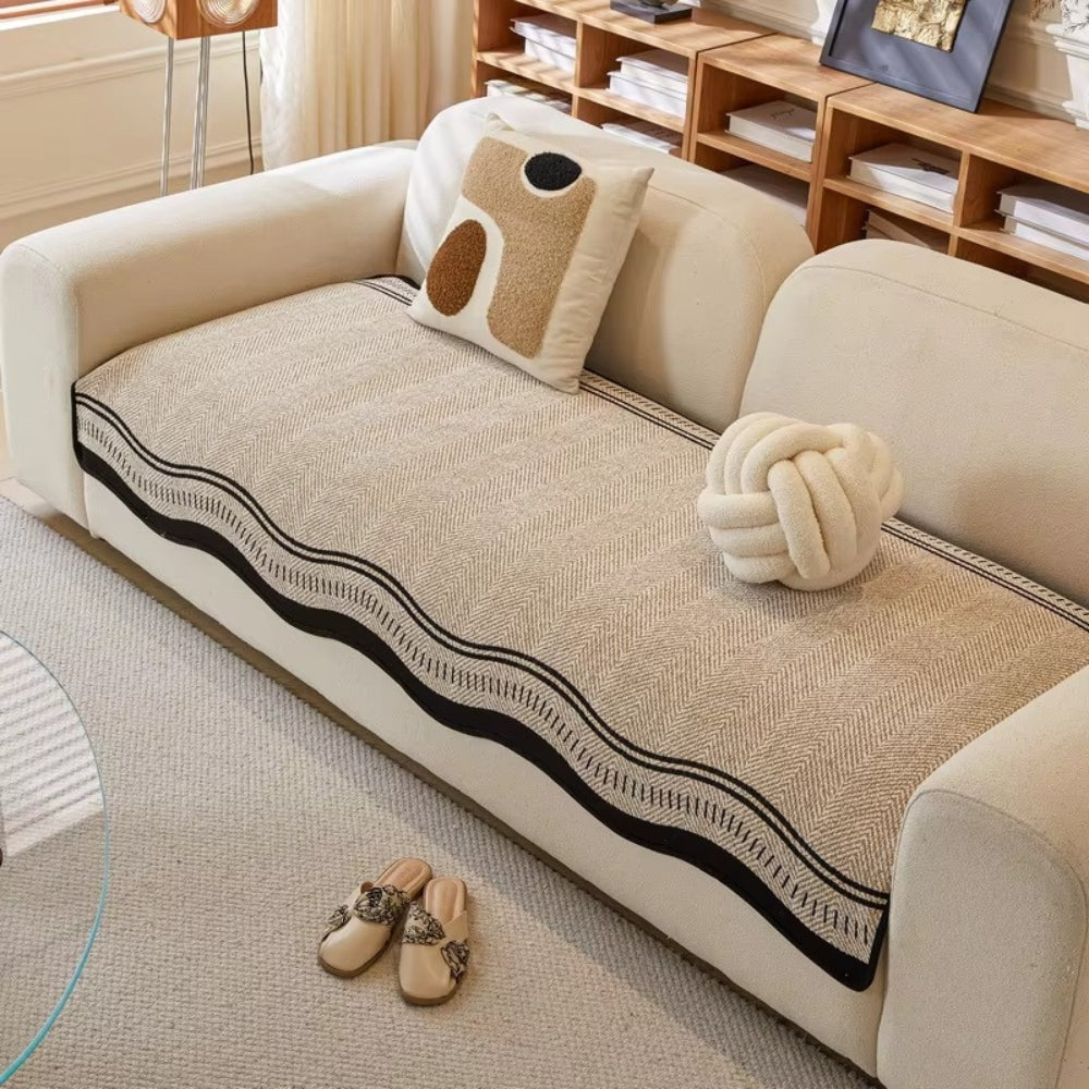 Wave Pattern Sofa Cover with Anti-Slip Backing | Stays Securely in Place | Decorative Protection for Any Sofa