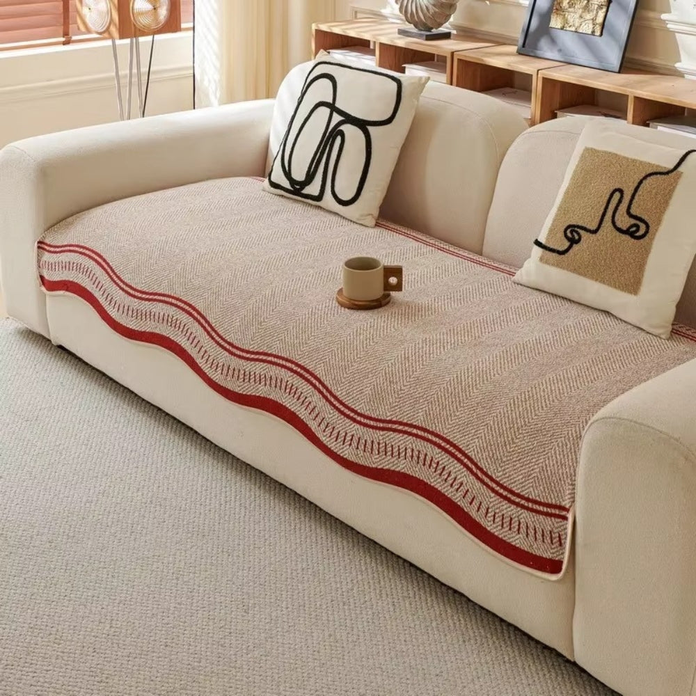 Wave Pattern Sofa Cover with Anti-Slip Backing | Stays Securely in Place | Decorative Protection for Any Sofa