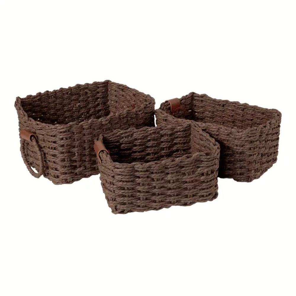 Elegant Rattan Weave Basket Set | Natural Woven Texture | Practical Storage for Living Rooms and Bedrooms