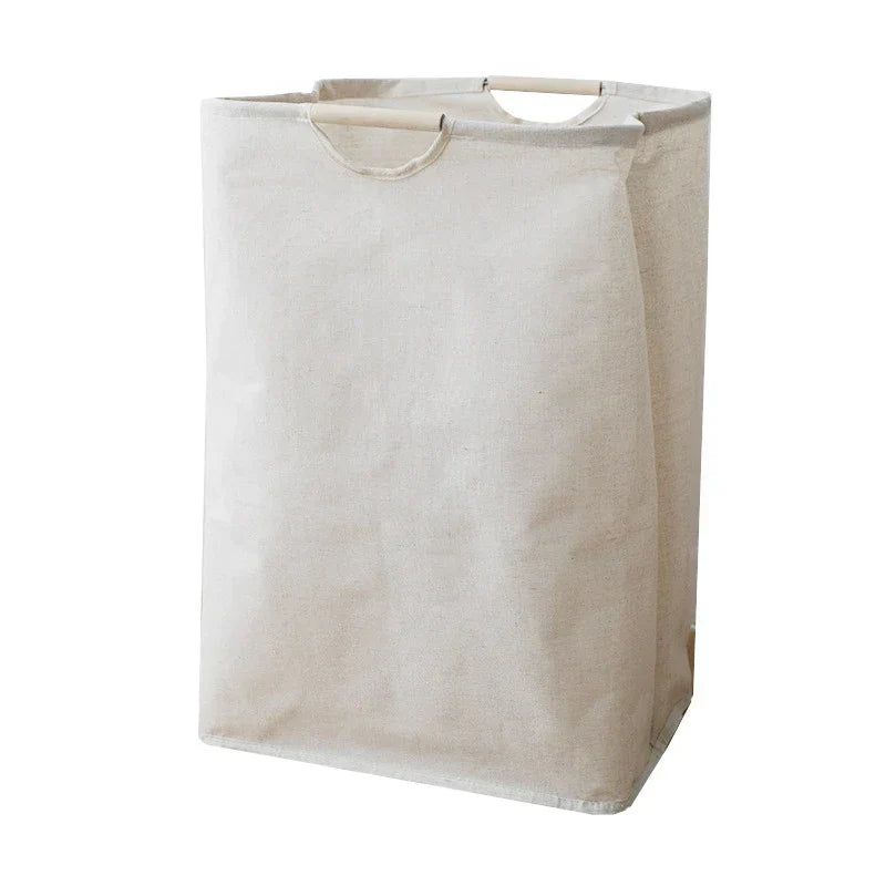 Foldable Laundry Organizer in Cotton Linen | Japanese Style Hamper with Carry Handles | Two Sizes, Stands Up Empty