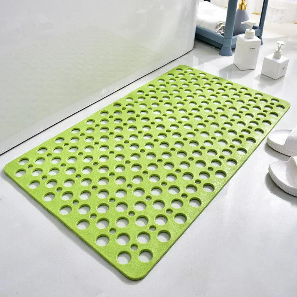 Shower Mat in PVC with TPE and Strong Suction Cups | Round Drain Holes Let Water Run Off Fast | Three Sizes, Six Colors