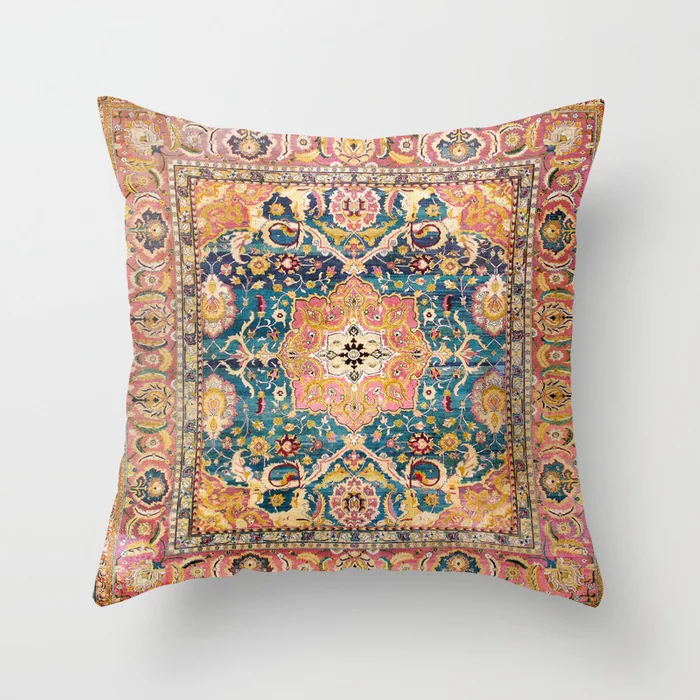 Decorative Pillow Covers in a Bohemian Moroccan Print | Hidden Zip Closure in Four Square Sizes | 22 Patterns for Sofa or Bed