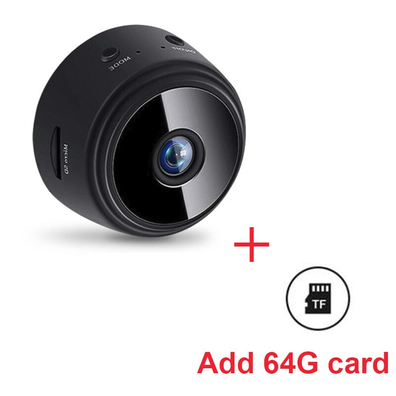 Mini Security Camera with 1080p HD Video and Night Vision | Magnetic Mount, Motion Detection and Memory Card Options