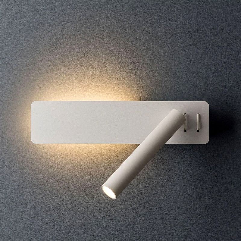 LED Wall Sconce for Reading in Bed | Swivel Arm Spot and a Separate Backlight, Each on Its Own Switch | Warm, Glare Free Light