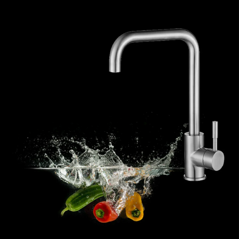 Stainless Steel Mixer Tap with 360 Degree Swivel Spout | Single Lever Control | Kitchen Sink Accessories That Wipe Clean