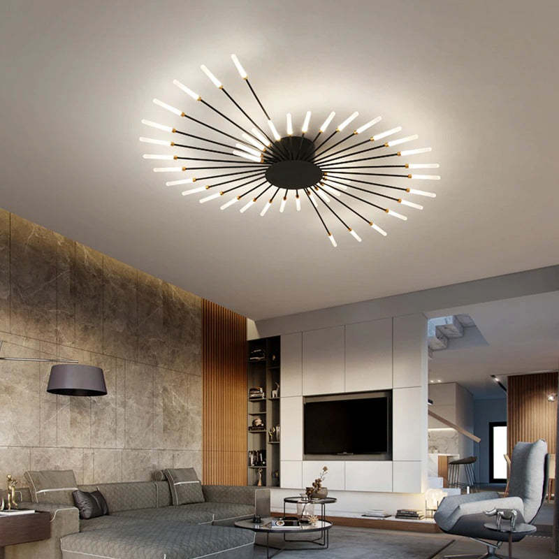 Fireworks-Style LED Ceiling Light | Multi-Arm Radiating Design | Available in Black or Gold Finishes