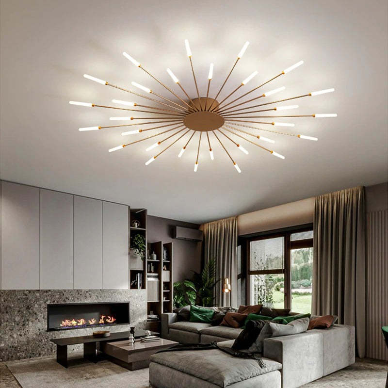 Fireworks-Style LED Ceiling Light | Multi-Arm Radiating Design | Available in Black or Gold Finishes