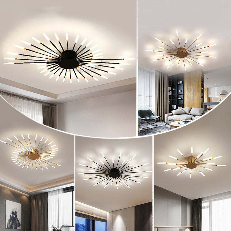 Fireworks-Style LED Ceiling Light | Multi-Arm Radiating Design | Available in Black or Gold Finishes