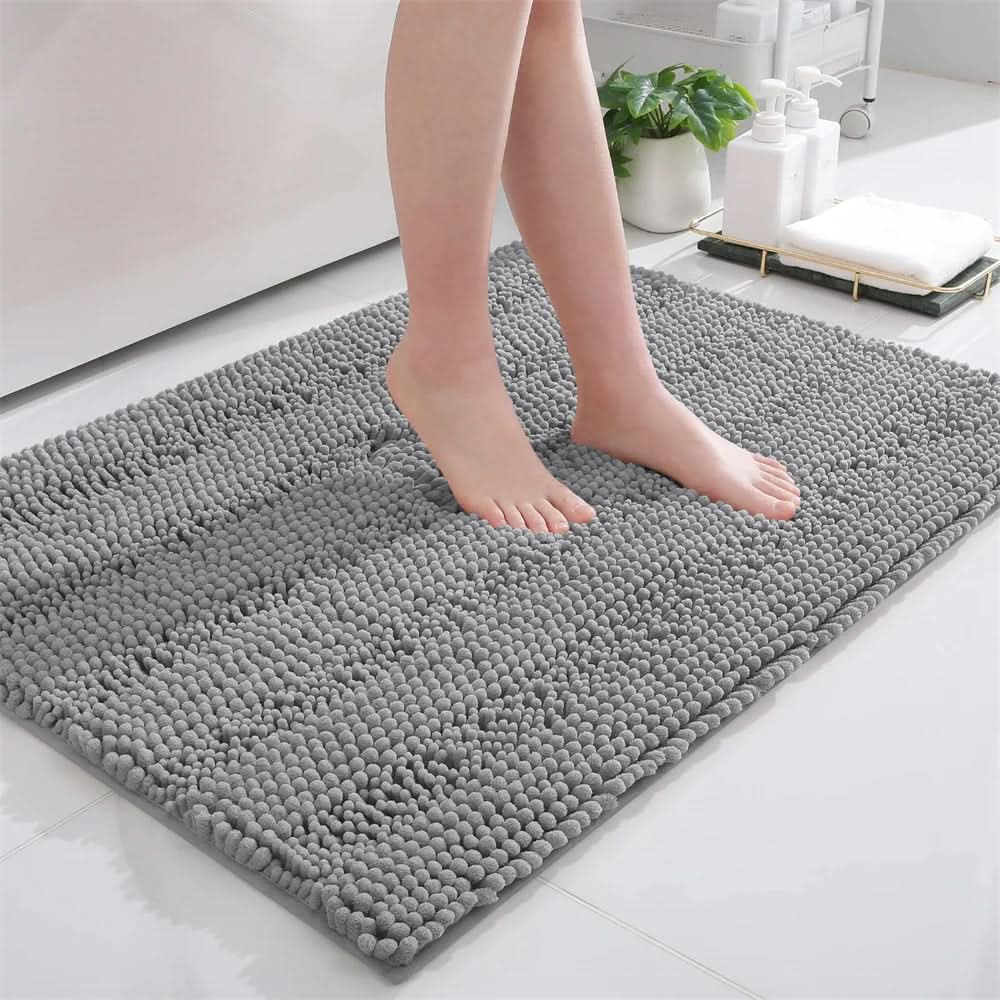 Ultra-Soft Chenille Bath Rug with Non-Slip Honeycomb Backing | 8 Colors, 5 Sizes | Quick-Dry Absorbent Comfort