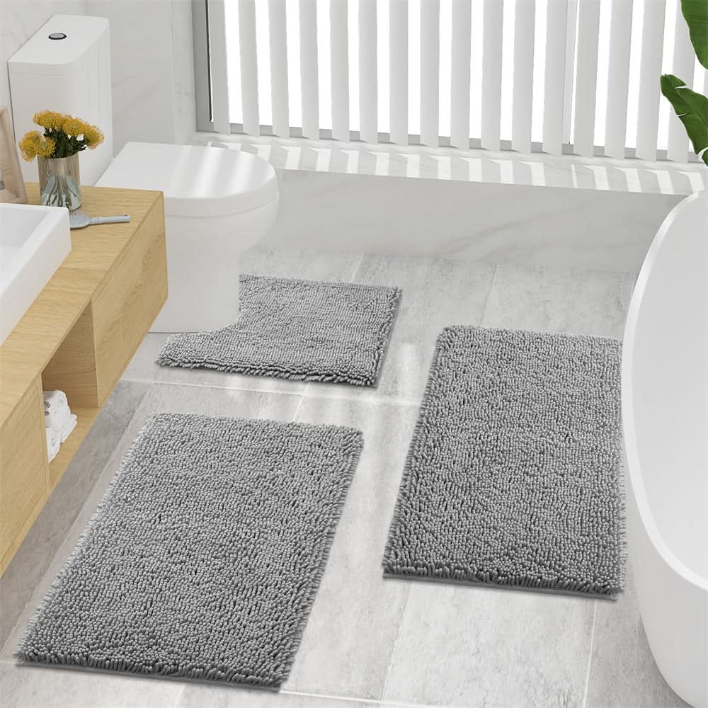 Ultra-Soft Chenille Bath Rug with Non-Slip Honeycomb Backing | 8 Colors, 5 Sizes | Quick-Dry Absorbent Comfort