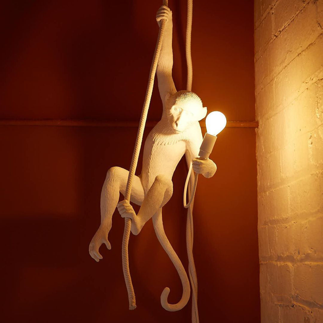 Sculptural Monkey Pendant Light | Resin Design, IP20 Rated | Fits Sloped Ceilings Up to 30 Degrees