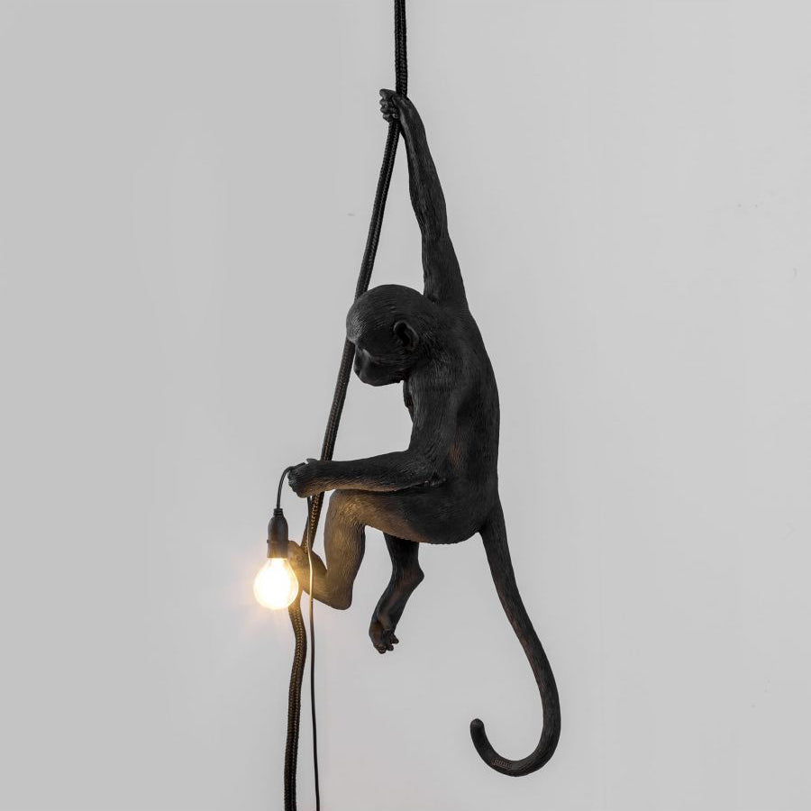 Sculptural Monkey Pendant Light | Resin Design, IP20 Rated | Fits Sloped Ceilings Up to 30 Degrees