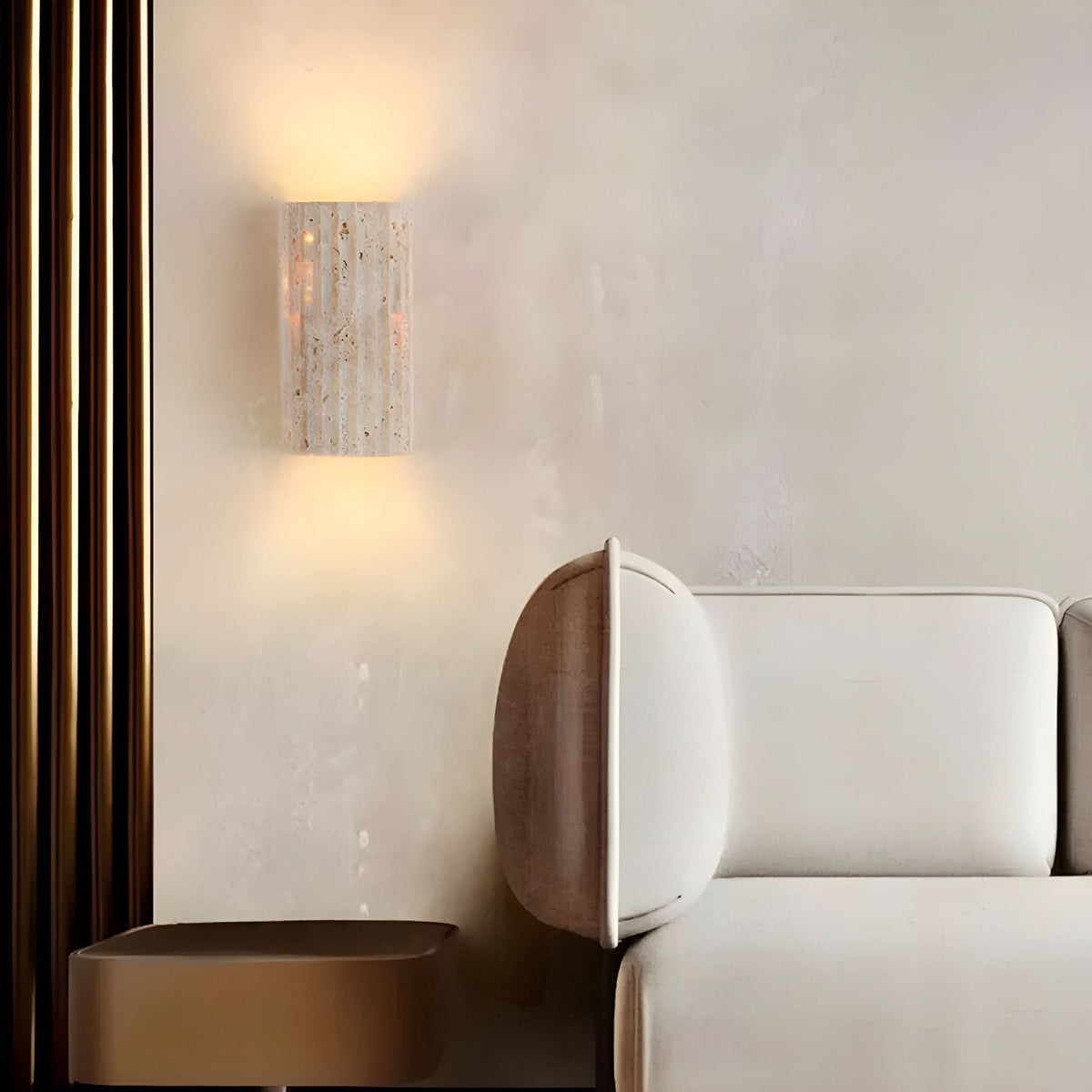 Natural Stone LED Wall Sconce | Integrated Lighting with Substantial Look | Wall-Mounted for Living Rooms and Hallways