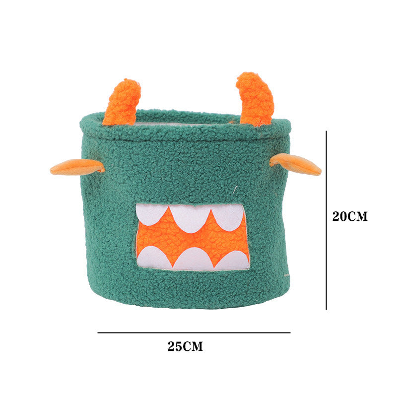 Halloween Monster Decorative Basket | Available in White, Orange | Holds Treats and Decorations, Then Stores Them After