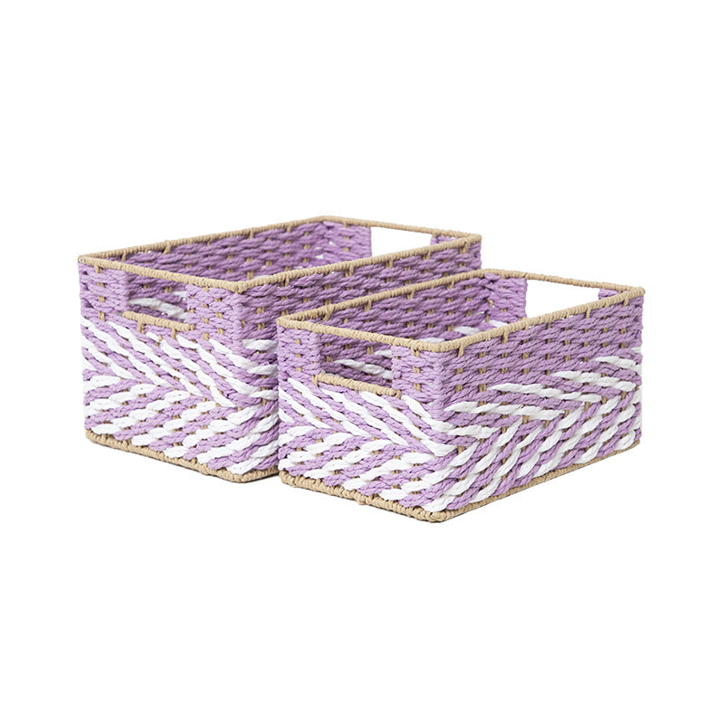 Woven Storage Organizer Basket with Side Handles | Paper Rope Bin for Toys, Blankets and Clothes | 6 Colors