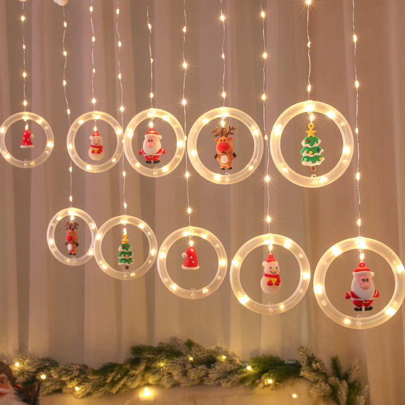 LED Christmas String Lights with Hanging Ring Ornaments