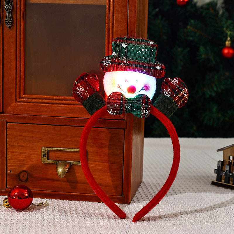 Light Up Christmas Headband with Reindeer and Santa Designs