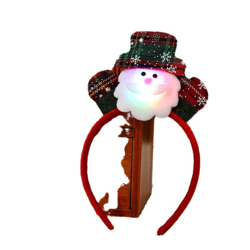 Light Up Christmas Headband with Reindeer and Santa Designs