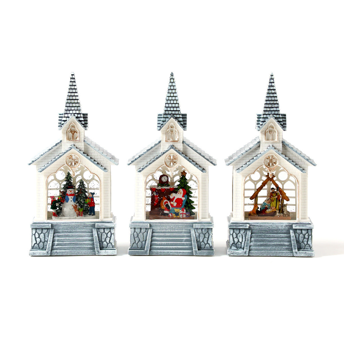 Lighted Christmas Village Church Decoration with Steeple